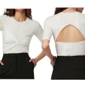 Favorite Daughter Women's White Twist Front Cutout Top Size Small NWT